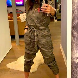 H&M Olive Utility Cargo Jumpsuit Size 8